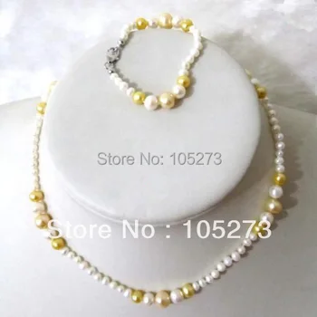 Wholesale Pearl Jewelry 14''/6'' 3-7mm White Yellow Color Girl's Natural Freshwater Pearl Necklace Bracelet Jewelry Set
Wholesale Pearl Jewelry 14''/6'' 3-7mm White Yellow Color Girl's Natural Freshwater Pearl Necklace Bracelet Jewelry Set