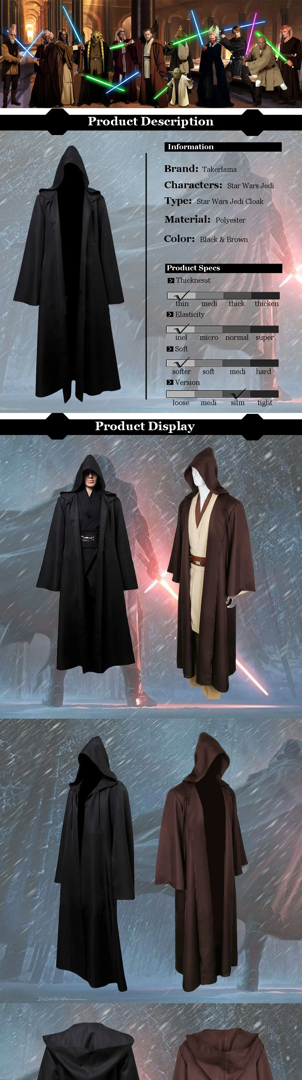 Takerlama Unisex Halloween Jedi Sith Knight Cloak Cosplay Adult Kids Hooded Robe Cape Costume 13 Takerlama Unisex Halloween Jedi Sith Knight Cloak Cosplay Adult Kids Hooded Robe Cape Costume -Zentai shop online
