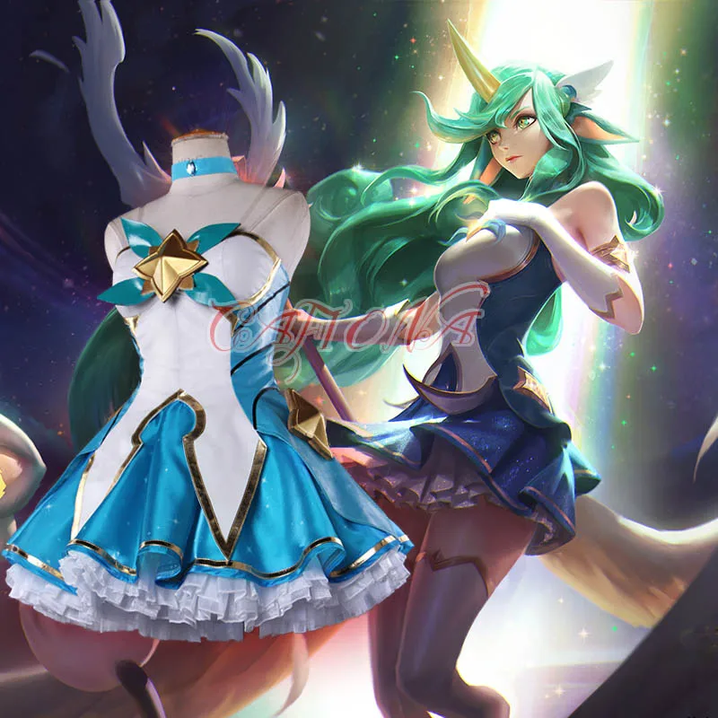 Cafiona Горячая игра LOL Soraka Косплэй костюм пикантное платье для девочек на свадебную синяя юбка
Cafiona Горячая игра LOL Soraka Косплэй костюм пикантное платье для девочек на свадебную синяя юбка