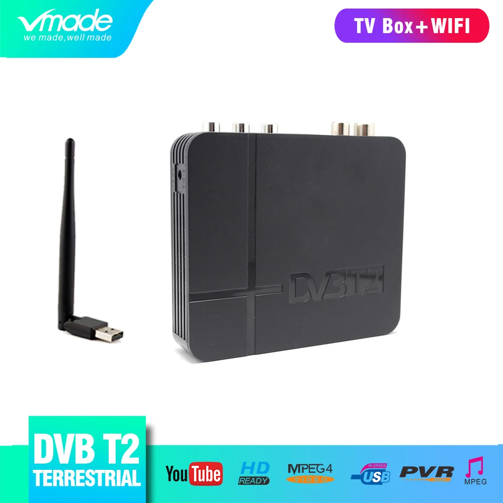 Vmade Fully HD Digital DVB T2 Terrsetrial TV Receiver Tuner H.264 1080p Support YouTube DVB T2 TV Box for Russia/Europe+USB WIFI
Vmade Fully HD Digital DVB T2 Terrsetrial TV Receiver Tuner H.264 1080p Support YouTube DVB T2 TV Box for Russia/Europe+USB WIFI