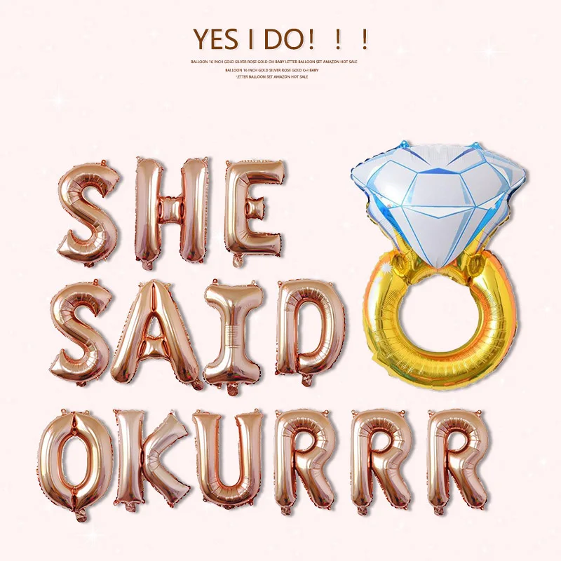 SHE SAID OK Engagement Party Decoration Balloon Wedding Party Supplies 16inch Diamond Ring Letter Foil Ballon
SHE SAID OK Engagement Party Decoration Balloon Wedding Party Supplies 16inch Diamond Ring Letter Foil Ballon