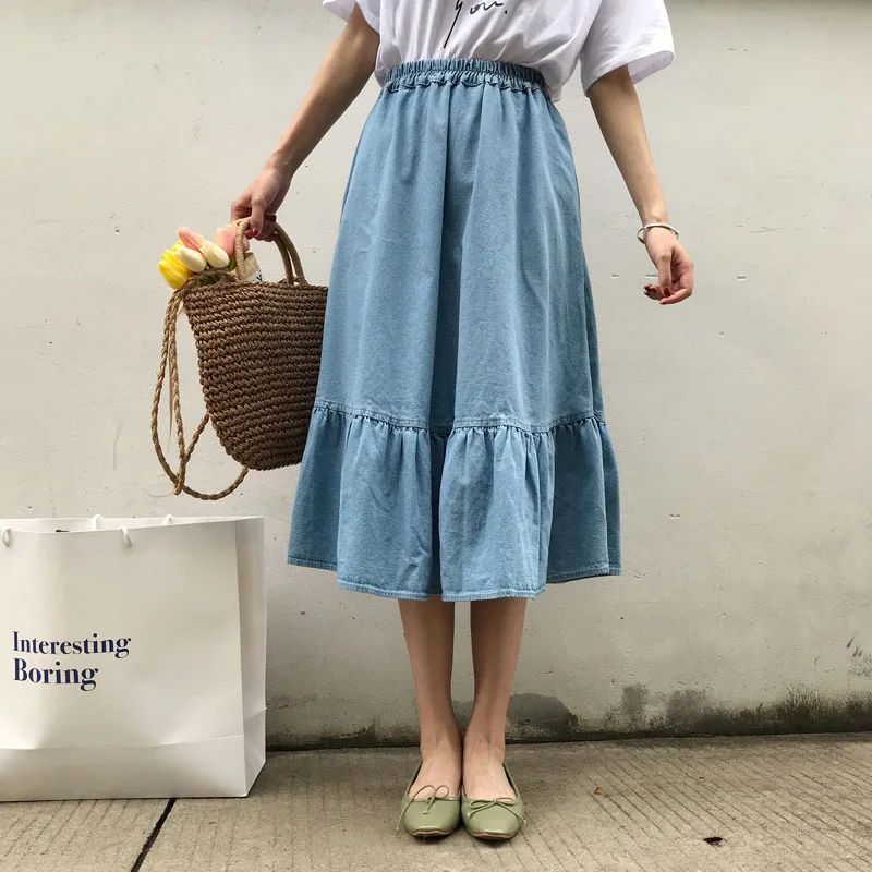 Women Fashion Korean Solid Elastic Waist A-Line Denim Skirt Pleated Skirt Ladies Casual High Waist Loose Big Hem Midi Plus Size
Women Fashion Korean Solid Elastic Waist A-Line Denim Skirt Pleated Skirt Ladies Casual High Waist Loose Big Hem Midi Plus Size