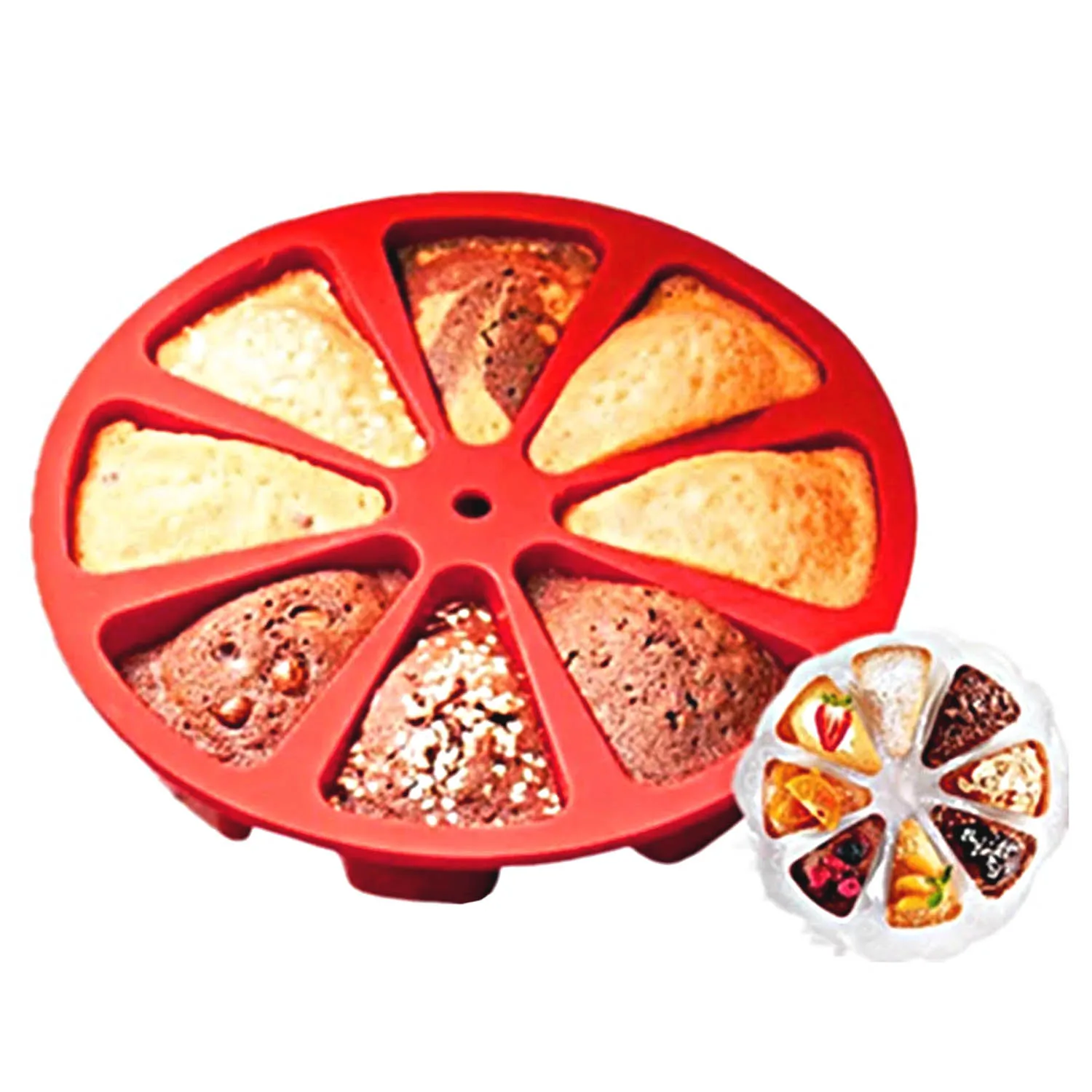 Behogar Round Silicone Segment Cake Pan Mold Soap Mould with 8 Triangle Cavity Portion for Cake Dessert Baking Accessories
Behogar Round Silicone Segment Cake Pan Mold Soap Mould with 8 Triangle Cavity Portion for Cake Dessert Baking Accessories