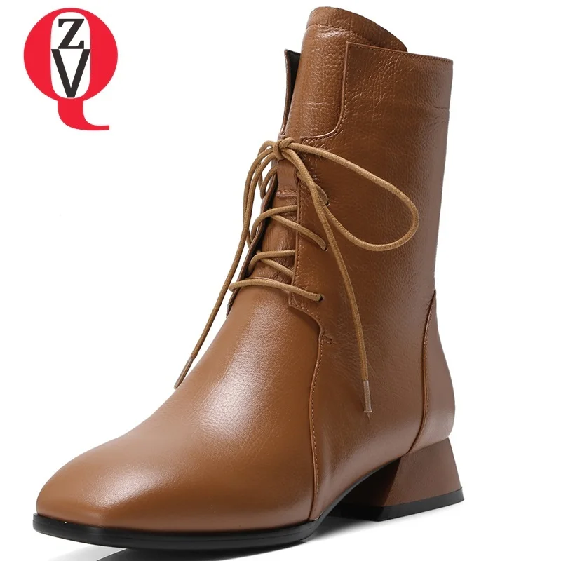 ZVQ 2018 newest winter soft genuine leather square toe women mid calf boots low square heel cross-tied zip concise casual shoes
ZVQ 2018 newest winter soft genuine leather square toe women mid calf boots low square heel cross-tied zip concise casual shoes