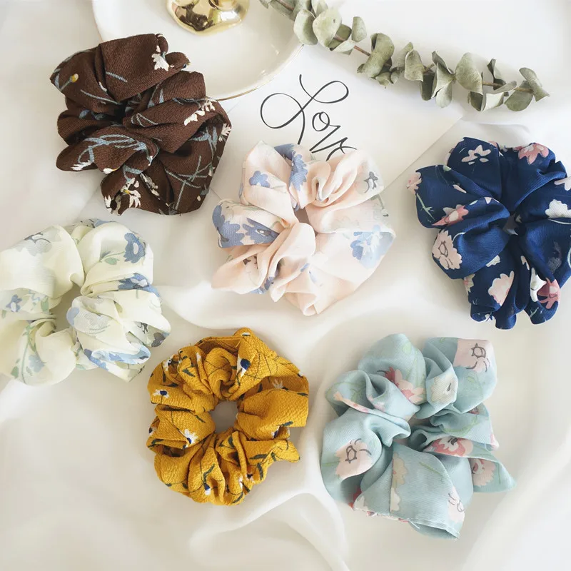 Фото 2019 New Spring Flower Hair Scrunchies Ponytail Holder Soft Stretchy Ties Vintage Elastics Bands for Girls Accessories  Аксессуары | Аксессуары для волос для девочек (32974154718)