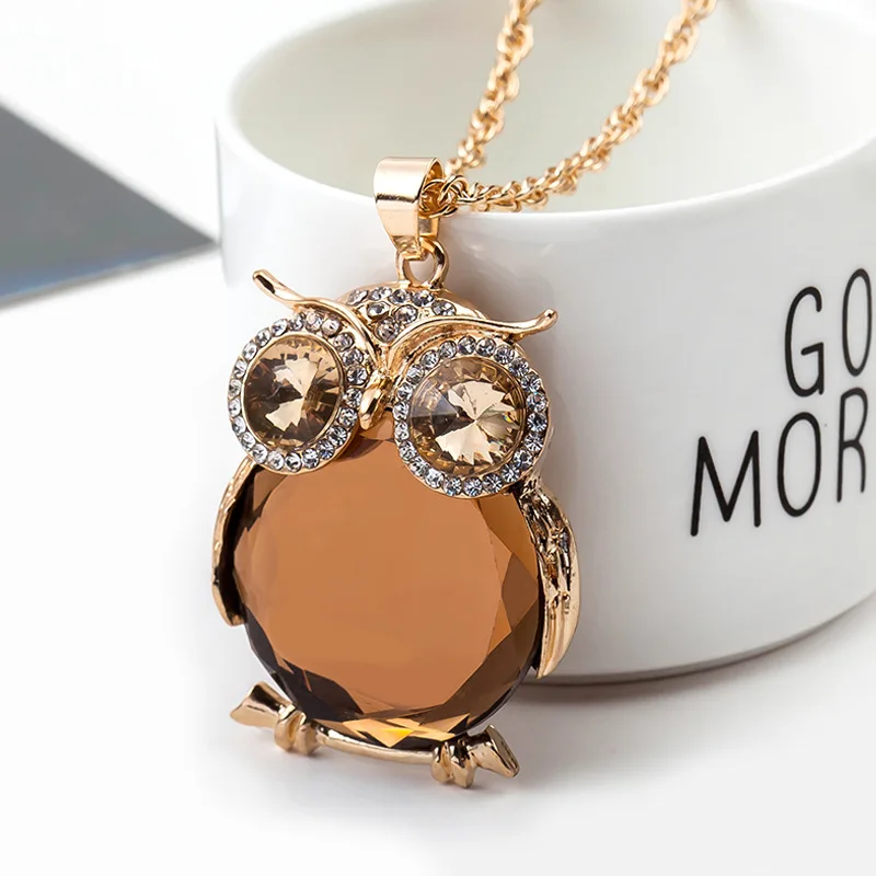 Round Clear Blue Brown Rhinestone Crystal Eye Lovely Owl Silver Golden Necklace for Women
Round Clear Blue Brown Rhinestone Crystal Eye Lovely Owl Silver Golden Necklace for Women