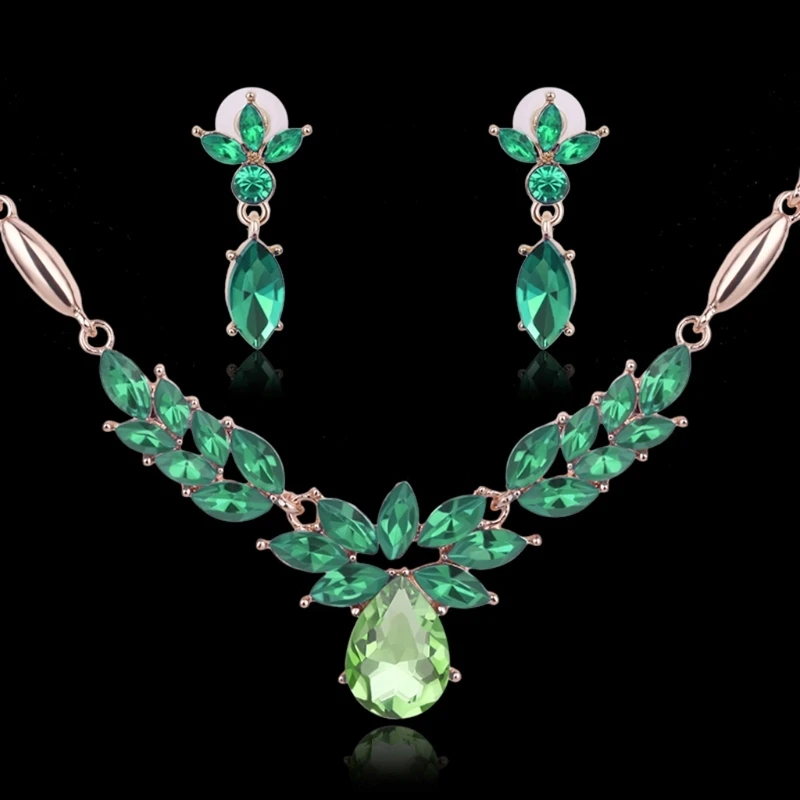 Chic Women Jewelry Set Party Prom Faux Gem Stone Leaf Pendant Necklace Stud Earrings Wedding Bridal Jewelry Sets
Chic Women Jewelry Set Party Prom Faux Gem Stone Leaf Pendant Necklace Stud Earrings Wedding Bridal Jewelry Sets