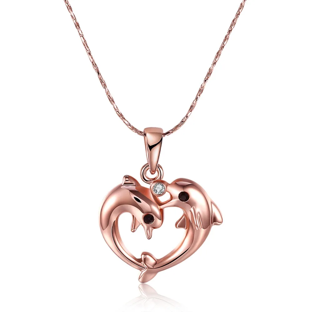 Rose Gold 2 Dolphins Pendant Diamond animal necklaces pendants fashion statement necklace for Women Luxury Jewelry Gift
Rose Gold 2 Dolphins Pendant Diamond animal necklaces pendants fashion statement necklace for Women Luxury Jewelry Gift