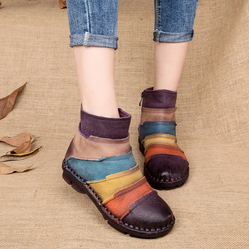 Wholesale women's Boots Leather Round Short Tube hand-painted Color Wind Layer Leather anti-slip Mom Shoes Snow boots HDX-5971 
Wholesale women's Boots Leather Round Short Tube hand-painted Color Wind Layer Leather anti-slip Mom Shoes Snow boots HDX-5971