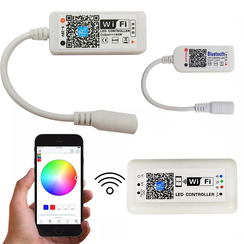 WIFI LED Controller Bluetooth 4.0 DC 5V DC 12V Smart Google Home With Android IOS APP 24 Keys IR Remote Controller for LED Strip
WIFI LED Controller Bluetooth 4.0 DC 5V DC 12V Smart Google Home With Android IOS APP 24 Keys IR Remote Controller for LED Strip