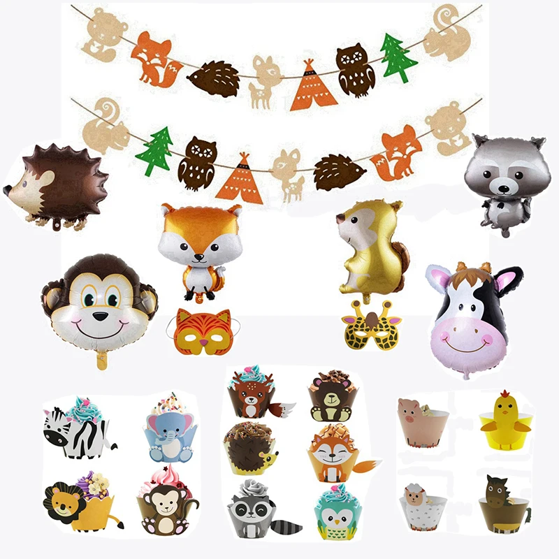 Cute small animal theme decorative foil 3D balloon mask banner cake baby shower children birthday party decoration DIY supplies
Cute small animal theme decorative foil 3D balloon mask banner cake baby shower children birthday party decoration DIY supplies
