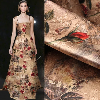 118CM Wide 19MM Red Floral Print Thin Brown 93% Silk & 7% Spandex Silk Satin Fabric for Summer Dress Jacket Pants D1043
118CM Wide 19MM Red Floral Print Thin Brown 93% Silk & 7% Spandex Silk Satin Fabric for Summer Dress Jacket Pants D1043