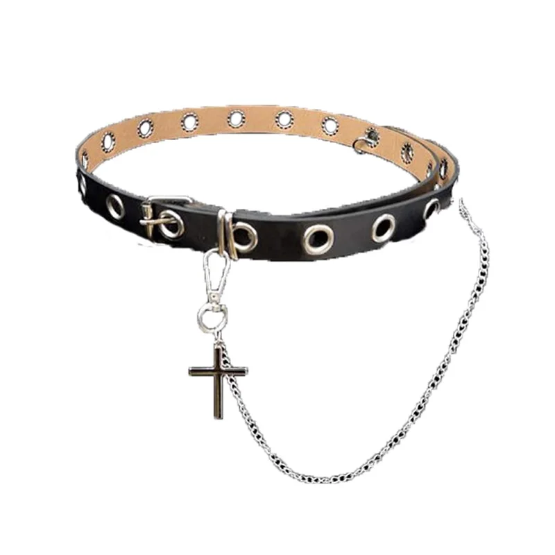 Black Punk Rock PU Leather Belt With Cross Pendant Chain Link Metal Strap Unisex Men Women Waist Belts
Black Punk Rock PU Leather Belt With Cross Pendant Chain Link Metal Strap Unisex Men Women Waist Belts