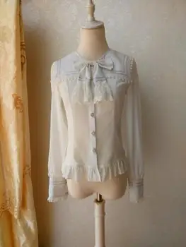 Sweet Long Sleeve Embroidered White Blouse for Women with Square Sailor Collar by Yiliya
Sweet Long Sleeve Embroidered White Blouse for Women with Square Sailor Collar by Yiliya