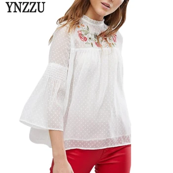 YNZZU Embroidery Floral Elegant Chiffon Blouse Shirt Women Black Lace Blusas 2018 Spring Summer Flare Sleeve White Blouse YT337
YNZZU Embroidery Floral Elegant Chiffon Blouse Shirt Women Black Lace Blusas 2018 Spring Summer Flare Sleeve White Blouse YT337