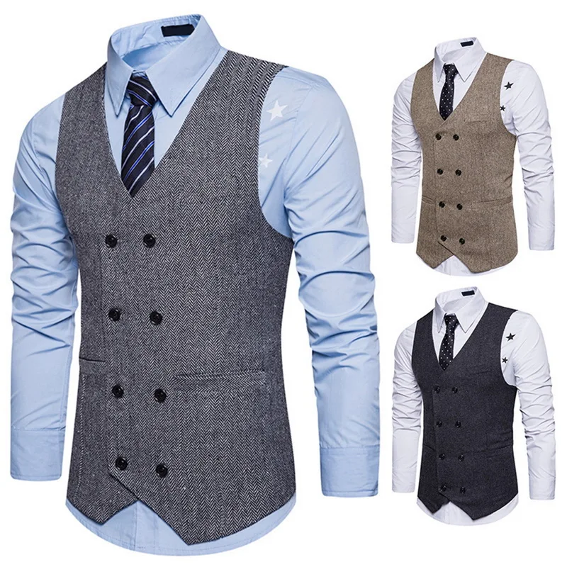 2018 Hot Men Suit Vests Double Breasted Gentlemen Sleeveless Waistcoat Vintage Formal Mens Blazers Vest Mens Business Vest
2018 Hot Men Suit Vests Double Breasted Gentlemen Sleeveless Waistcoat Vintage Formal Mens Blazers Vest Mens Business Vest
