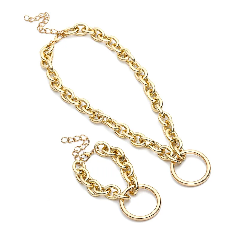 Women Punk Style Gold Siver Metal Chain Necklace Bracelet Set Jewelry Retro Alloy Circle Party Gift LL@17
Women Punk Style Gold Siver Metal Chain Necklace Bracelet Set Jewelry Retro Alloy Circle Party Gift LL@17
