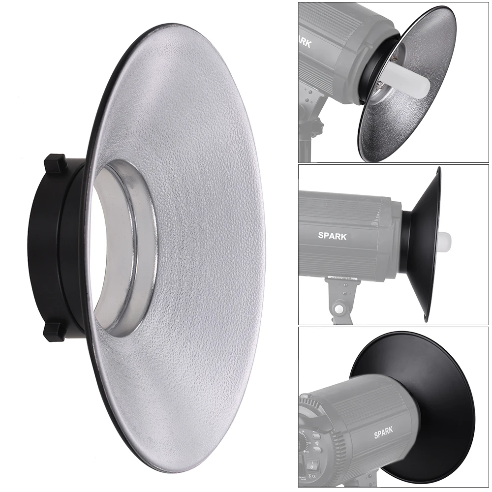 Description Picture 4 of itemAndoer Photography Flash Reflector 120 Degree Wide-angle Mount Diffuser Dish Aluminium Alloy Shooting Accessories