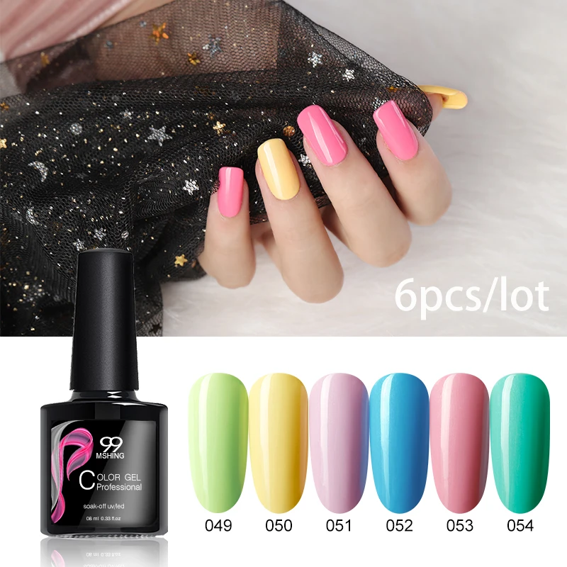 MSHING99 uv nail gel polish pure Color49-54 6pcs/lot hybrid varnishes for manicure permanent enamels nails art gel uv colors
MSHING99 uv nail gel polish pure Color49-54 6pcs/lot hybrid varnishes for manicure permanent enamels nails art gel uv colors