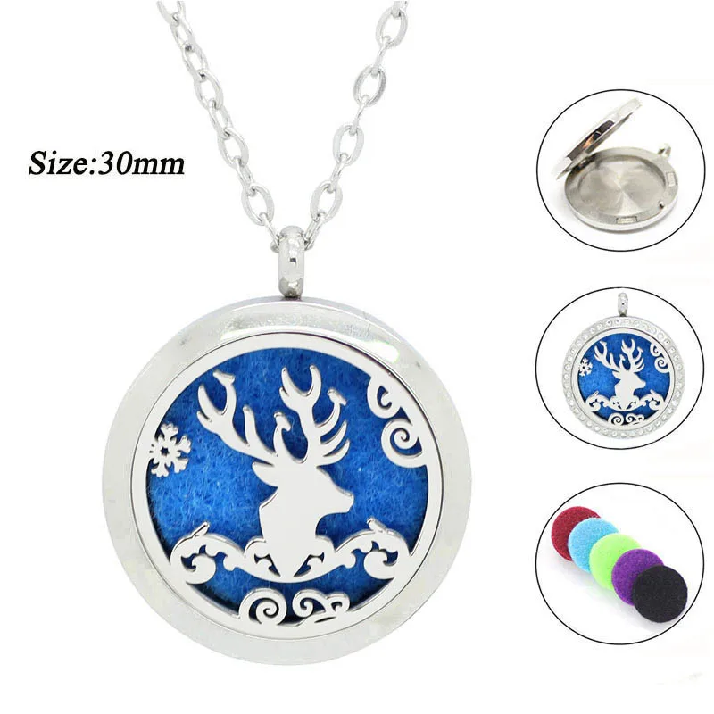 30mm silver magnetic Elk shape perfume locket oil diffuser necklace with crystals 316l stainless steel pendant for Christmas Day
30mm silver magnetic Elk shape perfume locket oil diffuser necklace with crystals 316l stainless steel pendant for Christmas Day