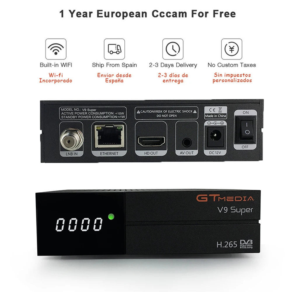 GT Media V9 Super DVB-S2 Freesat Satellite Receiver V8 Super New Version H.265 WIFI+1Year Europe Spain PT DE PO CCcam TV decoder
GT Media V9 Super DVB-S2 Freesat Satellite Receiver V8 Super New Version H.265 WIFI+1Year Europe Spain PT DE PO CCcam TV decoder