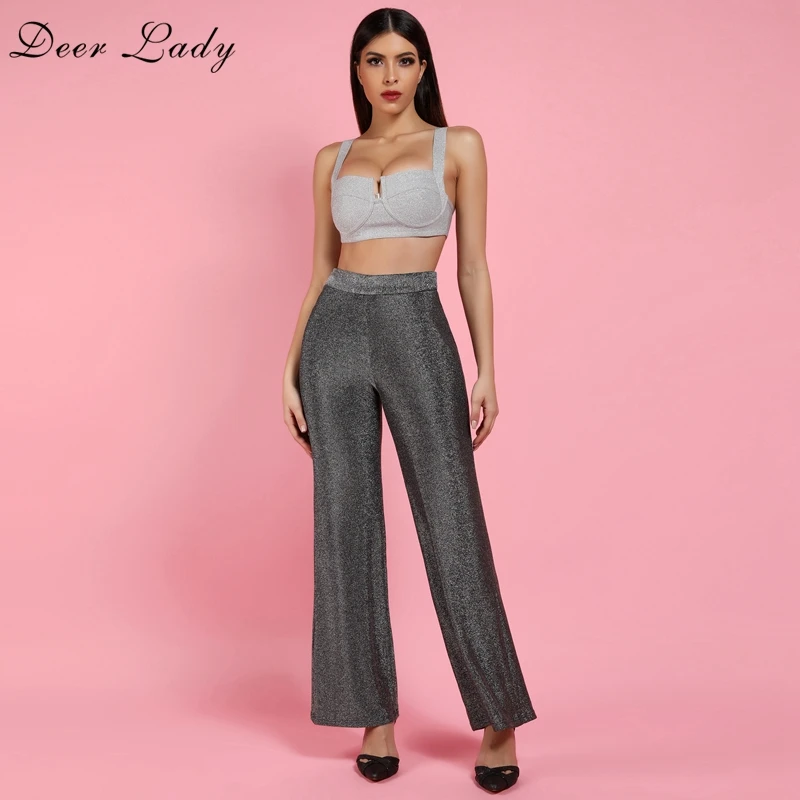 Deer Lady Runway Women Pants Set 2019 Glitter Bandage Top Sexy Wide Leg Pants Loose Gray Sequin Bandage Top Set Party Club
Deer Lady Runway Women Pants Set 2019 Glitter Bandage Top Sexy Wide Leg Pants Loose Gray Sequin Bandage Top Set Party Club