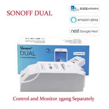 Itead Sonoff dual control 2 Gang Wi-Fi light switch control two devices smart Wi-Fi wireless smart switch work Alexa
Itead Sonoff dual control 2 Gang Wi-Fi light switch control two devices smart Wi-Fi wireless smart switch work Alexa