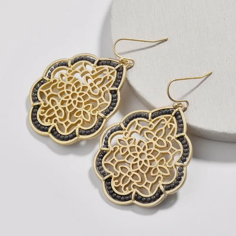 Bohemian Gold Geometric Filigree Hollow Drop Statement Earrings For Women Fashion Jewelry Morocco Seed Beads Earrings Wholesale
Bohemian Gold Geometric Filigree Hollow Drop Statement Earrings For Women Fashion Jewelry Morocco Seed Beads Earrings Wholesale