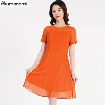 Chiffon Dress Women Summer Plus Size 5xl-l O-neck Short Sleeve Orange Party Dress Free Shipping Vestidos De Verano Robe Jurken
Chiffon Dress Women Summer Plus Size 5xl-l O-neck Short Sleeve Orange Party Dress Free Shipping Vestidos De Verano Robe Jurken