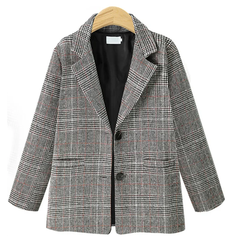 Women Blazer Plus Size Jacket Plaid Long Sleeve For Woman Office Lady Wool Coat Casual Outerwear Winter Jackets Gray Khaki
Women Blazer Plus Size Jacket Plaid Long Sleeve For Woman Office Lady Wool Coat Casual Outerwear Winter Jackets Gray Khaki