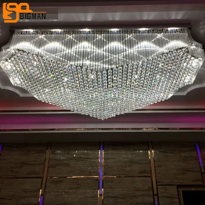 Luxury Design Hotel Lobby Large Crystal Chandeliers Ceiling LED Light AC110V 220V Lustres Project Indoor Lighting
Luxury Design Hotel Lobby Large Crystal Chandeliers Ceiling LED Light AC110V 220V Lustres Project Indoor Lighting