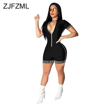 Front Zipper Sexy Rompers Womens Jumpsuit Summer Deep V Neck Short Sleeve Skinny Bodysuit Streetwear Black Green Short Playsuits
Front Zipper Sexy Rompers Womens Jumpsuit Summer Deep V Neck Short Sleeve Skinny Bodysuit Streetwear Black Green Short Playsuits