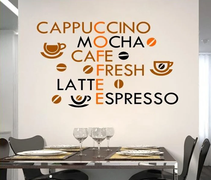 Home Decor Items Caffe Latte Kitchen Wall Words Decal Sticker
