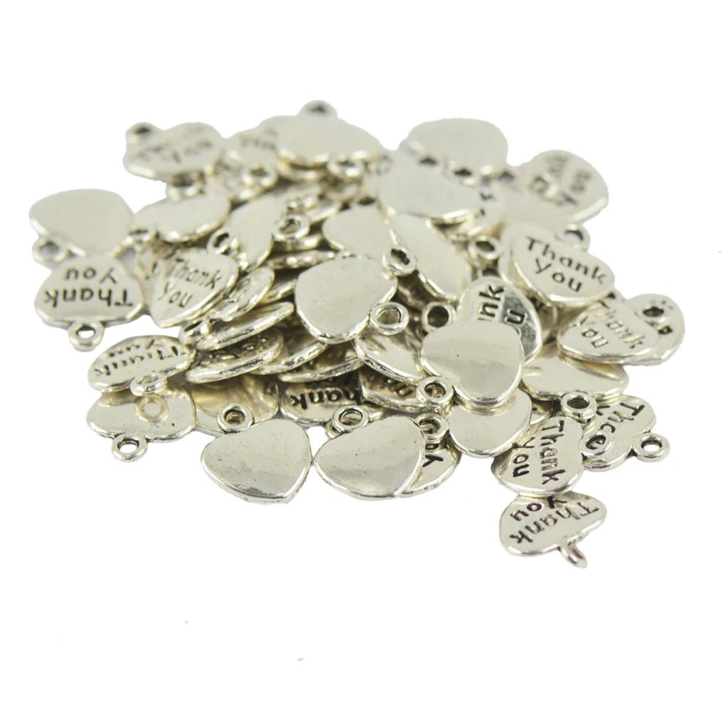 Pack of 50 Thank You Heart Charms Pendants DIY Necklaces Bracelets Earrings Making Label Tags Jewelry Pack of 50 Thank You Heart Charms Pendants DIY Necklaces Bracelets Earrings Making Label Tags Jewelry