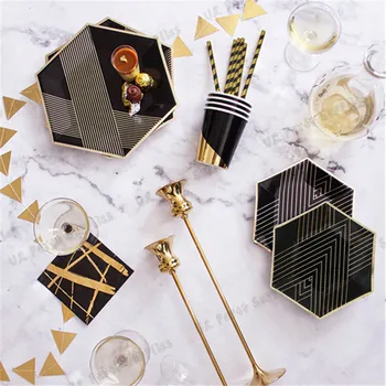 40 Sets Disposable Black & Foil Gold Dinner Tableware Sets Paper Plates Cups Napkins Carnival Baby Shower Party Decor Supplies
40 Sets Disposable Black & Foil Gold Dinner Tableware Sets Paper Plates Cups Napkins Carnival Baby Shower Party Decor Supplies