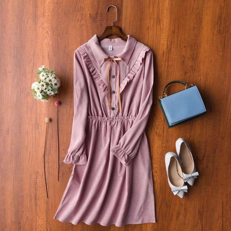2019 Autumn Women Dress Korean New Sweet Mori Girl Dresses Fashion Bow-knot Solid Color Casual Corduroy Pleated Dress 8 Styles
2019 Autumn Women Dress Korean New Sweet Mori Girl Dresses Fashion Bow-knot Solid Color Casual Corduroy Pleated Dress 8 Styles