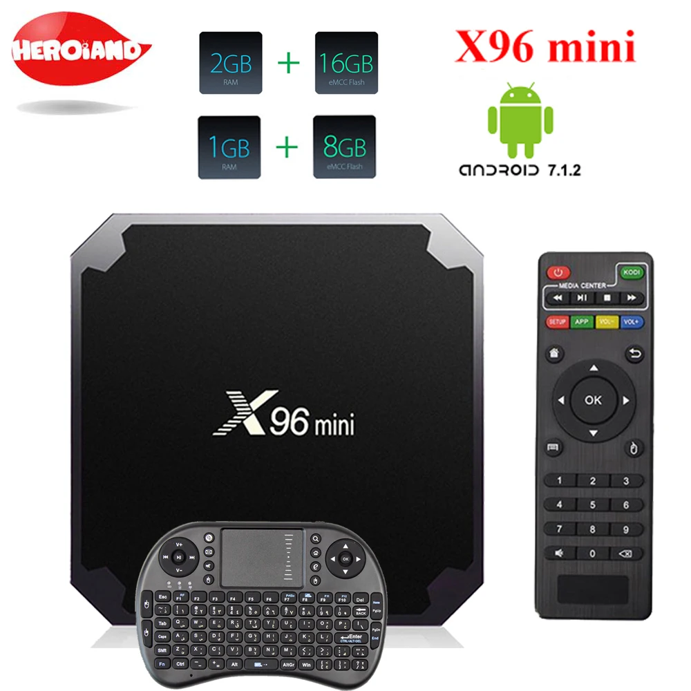 

X96 mini Android 7.1.2 smart TV BOX 2GB 16GB 1GB 8GB Amlogic S905W Quad Core Suppot H.265 UHD 4K 2.4GHz WiFi X96mini Set-top box
