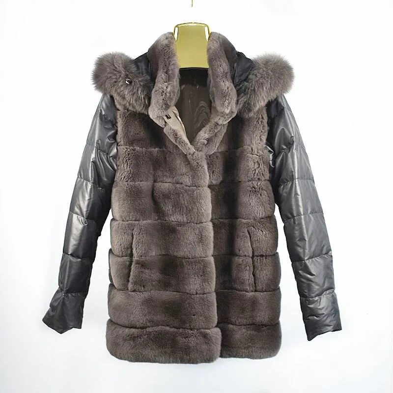 2018Women's Natural Rex Rabbit Fur Coats Feather Sleeve Detachable Three-in-One Jacket Hat Detachable Real Fur Jacket Warm Fas
2018Women's Natural Rex Rabbit Fur Coats Feather Sleeve Detachable Three-in-One Jacket Hat Detachable Real Fur Jacket Warm Fas