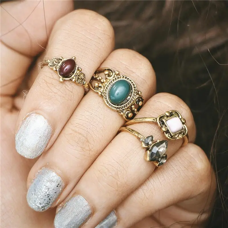 MISANANRYN Bohemia Natural Stone Ring Sets For Women 5 Styles Retro Silver/ Gold Color Ring Sets Vintage Finger Jewelry 2018 New
MISANANRYN Bohemia Natural Stone Ring Sets For Women 5 Styles Retro Silver/ Gold Color Ring Sets Vintage Finger Jewelry 2018 New