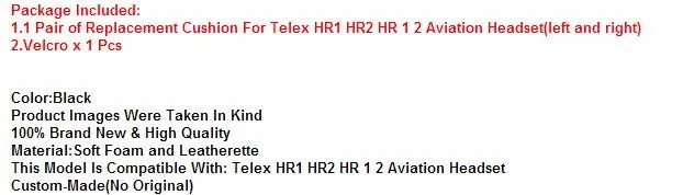 For Telex HR1 HR2 HR 1 2 Aviation Headset
