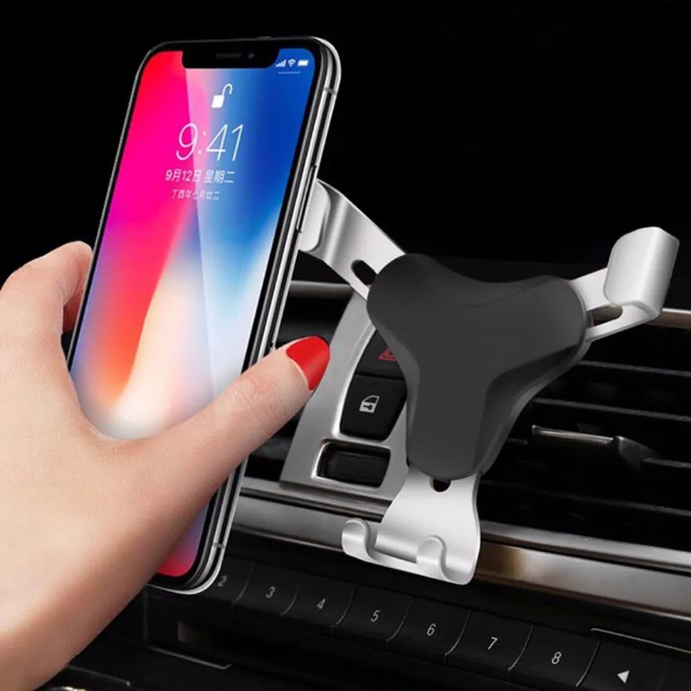 

Car bracket Aluminum Car Air Vent Gravity Design Mount Holder Stand For Mobile Phone Tablet Auto Lock Release 360 degree rotate