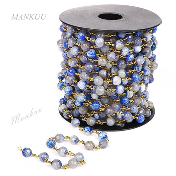 5M Handmade Lapis lazuli Faceted Round Beaded Chain Wire Wrapped Agates Rosary Chain for Necklace Bracelet DIY Jewelry Making
5M Handmade Lapis lazuli Faceted Round Beaded Chain Wire Wrapped Agates Rosary Chain for Necklace Bracelet DIY Jewelry Making