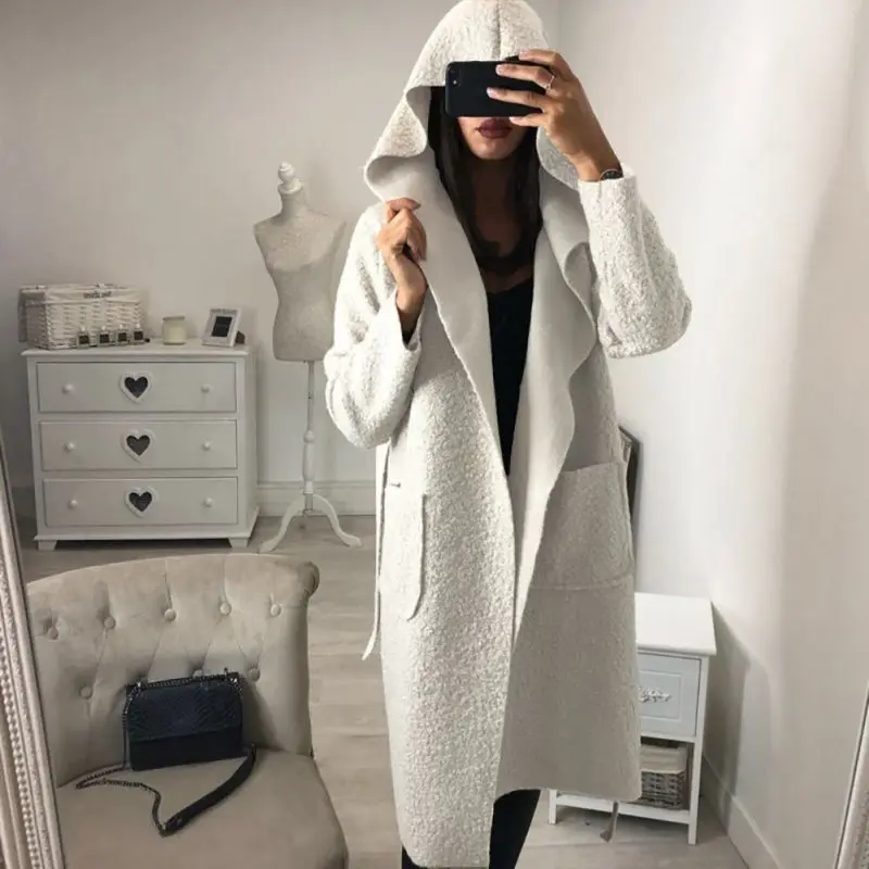 Women Long Sleeve Pockets Blends Coat Autumn Winter Hooded Warm Outerwear 2018 Casual Blends Coats Solid Wool Coat
Women Long Sleeve Pockets Blends Coat Autumn Winter Hooded Warm Outerwear 2018 Casual Blends Coats Solid Wool Coat