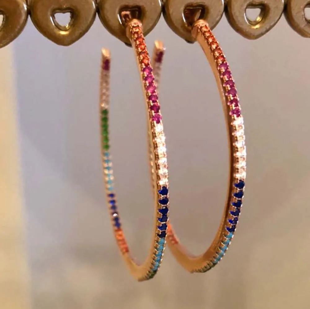 2019 Top selling Earrings & delicate cz Circle Earings Simple Big Circle rose Gold Color rainbow zircon Hoop Earrings For Women
2019 Top selling Earrings & delicate cz Circle Earings Simple Big Circle rose Gold Color rainbow zircon Hoop Earrings For Women