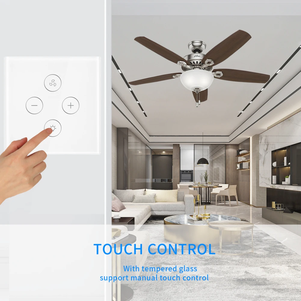 EU standard WiFi Smart Ceiling Fan Light Wall Switch Life Tuya APP Remote Various Speed Control Compatible For Alexa Google Home
EU standard WiFi Smart Ceiling Fan Light Wall Switch Life Tuya APP Remote Various Speed Control Compatible For Alexa Google Home