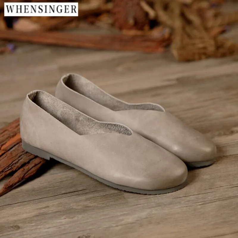 Whensinger-туфли на плоской подошве из натуральной кожи женские кожаные лоферы ручной работы из воловьей кожи, гибкая Весенняя повседневная обувь, женская обувь на плоской подошве
Whensinger-туфли на плоской подошве из натуральной кожи женские кожаные лоферы ручной работы из воловьей кожи, гибкая Весенняя повседневная обувь, женская обувь на плоской подошве