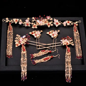 JaneVini Ancient Chinese Bride Headband Earrings Long Tassel Vintage Wedding Headdress Jewelry Hair Sticks Bridal Hair Pins Set
JaneVini Ancient Chinese Bride Headband Earrings Long Tassel Vintage Wedding Headdress Jewelry Hair Sticks Bridal Hair Pins Set