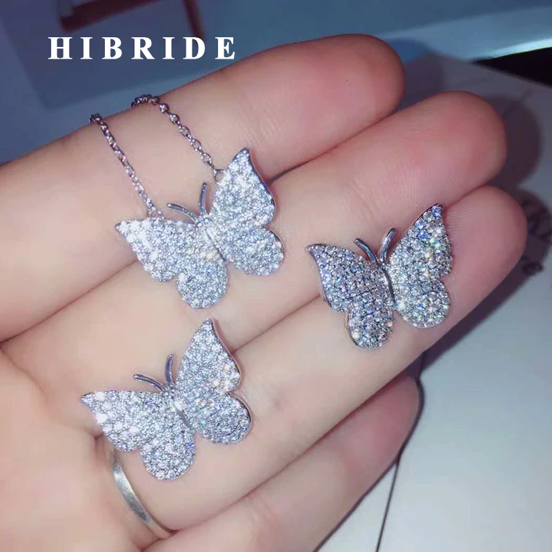 HIBRIDE Sparkling Cubic Zircon Butterfly Shape Necklace Set Small Link Chain Earring Necklace Sets Wedding Jewelry N-673
HIBRIDE Sparkling Cubic Zircon Butterfly Shape Necklace Set Small Link Chain Earring Necklace Sets Wedding Jewelry N-673