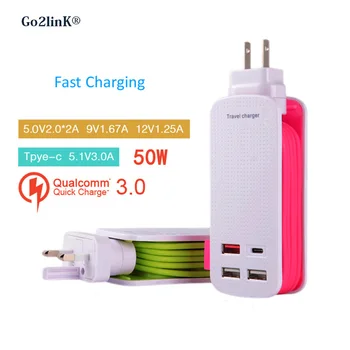 Go2linK Quick Charge 3.0 50W 4 Ports Micro USB Desktop Mobile Charger QC 3.0 Wall Charging EU US Plug for iPhone Samsung S6 SONY
Go2linK Quick Charge 3.0 50W 4 Ports Micro USB Desktop Mobile Charger QC 3.0 Wall Charging EU US Plug for iPhone Samsung S6 SONY