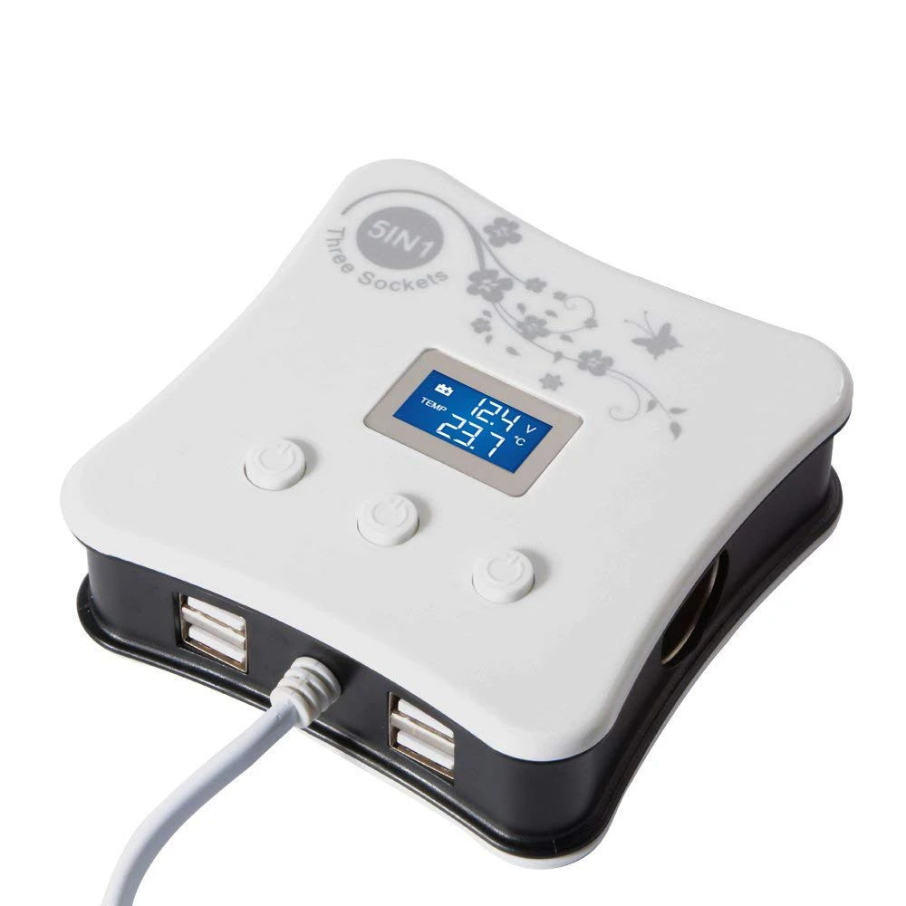 1 to 3 Car Cigarette Lighter Splitter + 4 USB Ports Charger + Digital Voltmeter for 12V-24V Car Vehicle Motorbike Tractor DY243
1 to 3 Car Cigarette Lighter Splitter + 4 USB Ports Charger + Digital Voltmeter for 12V-24V Car Vehicle Motorbike Tractor DY243